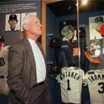 Hall of Fame inductee Sparky Anderson views a display featuring artifacts from the Detroit Tigers' 1984 World Series win at the National Baseball Hall of Fame and Museum in Cooperstown, N.Y. Tuesday, April 18, 2000. (AP Photo/Tim Roske)